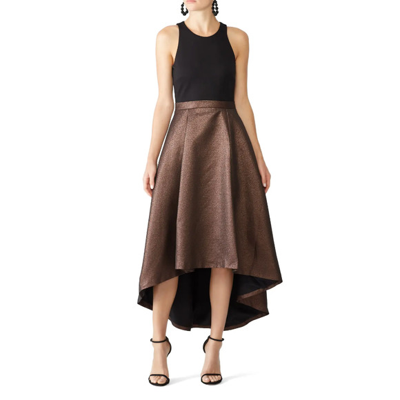 Anthropologie Dresses & Skirts - Hutch Phoebe High Low Cut Out Back Dress Black and Copper Women's Size 12